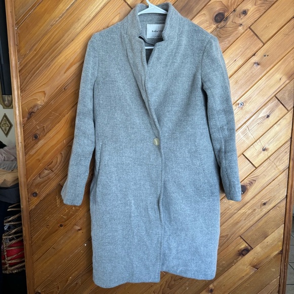 Babaton Gray Trench Coat with Notched Lapels Size Small - Picture 2 of 12